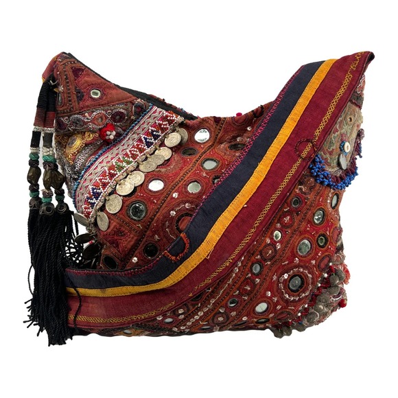 Simone Camille Embroidered Beaded Boho Bag Vintage Antique Textiles EUC - Picture 2 of 16